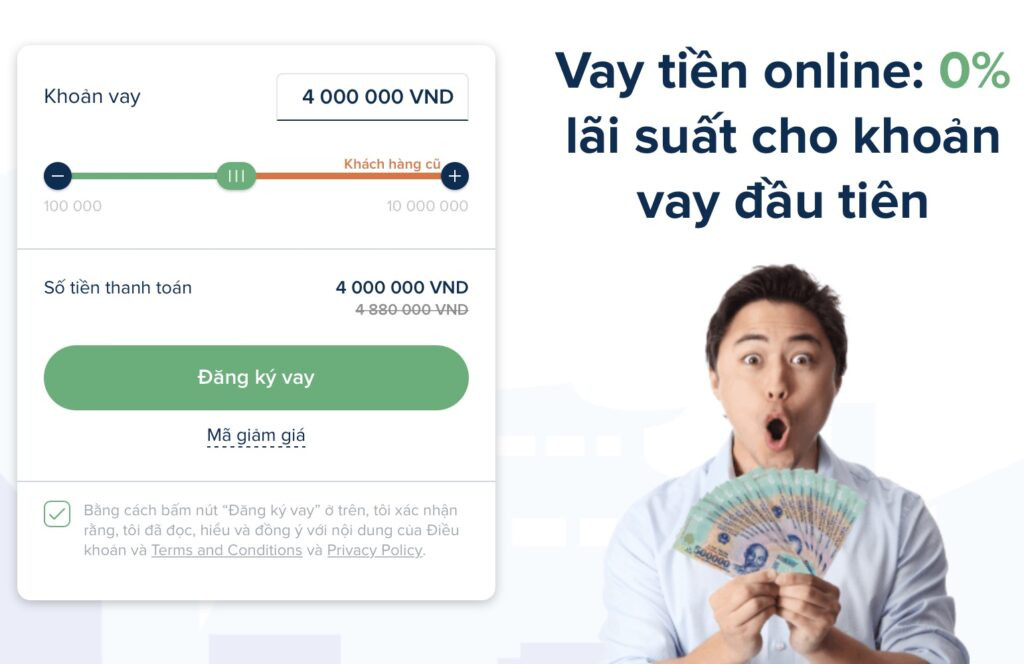 Hướng dẫn vay 1 triệu online