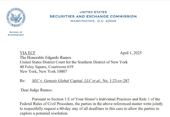 SEC và Gemini yêu cầu tạm dừng vụ kiện