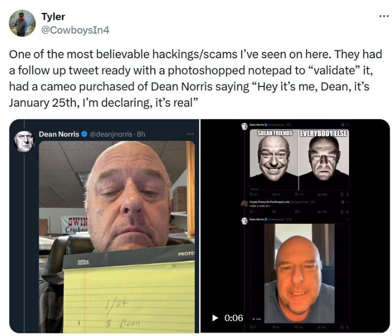 Tài khoản X của ngôi sao Breaking Bad bị hack vì memecoin